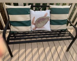 Outdoor Black Metal Bench with Pillows