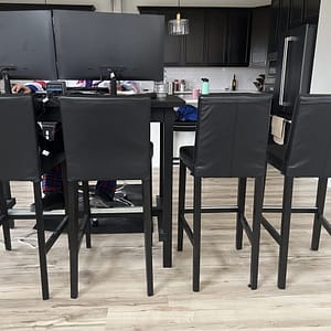 IKEA Pub Chairs Bar Stools Black Vinyl Set of 4