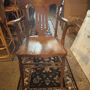 Vintage Arm Chair with Carved Wood Back