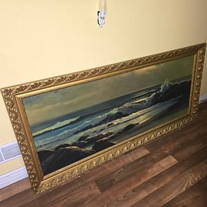 Robert Wood Antique Framed Oil Painting Surf Scene