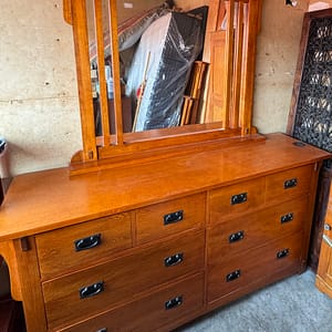 Mission Style Oak Dresser with Mirror