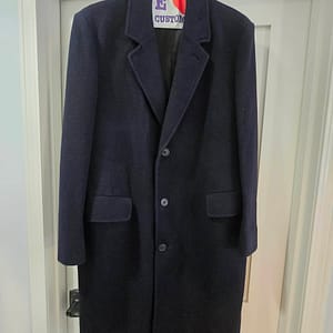 London Fog Navy Blue Wool Dress Coat 44 Reg